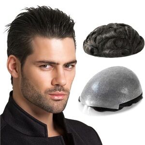 Off Black Human Hair Natural Wave 8x10 Toupee Hair Unit